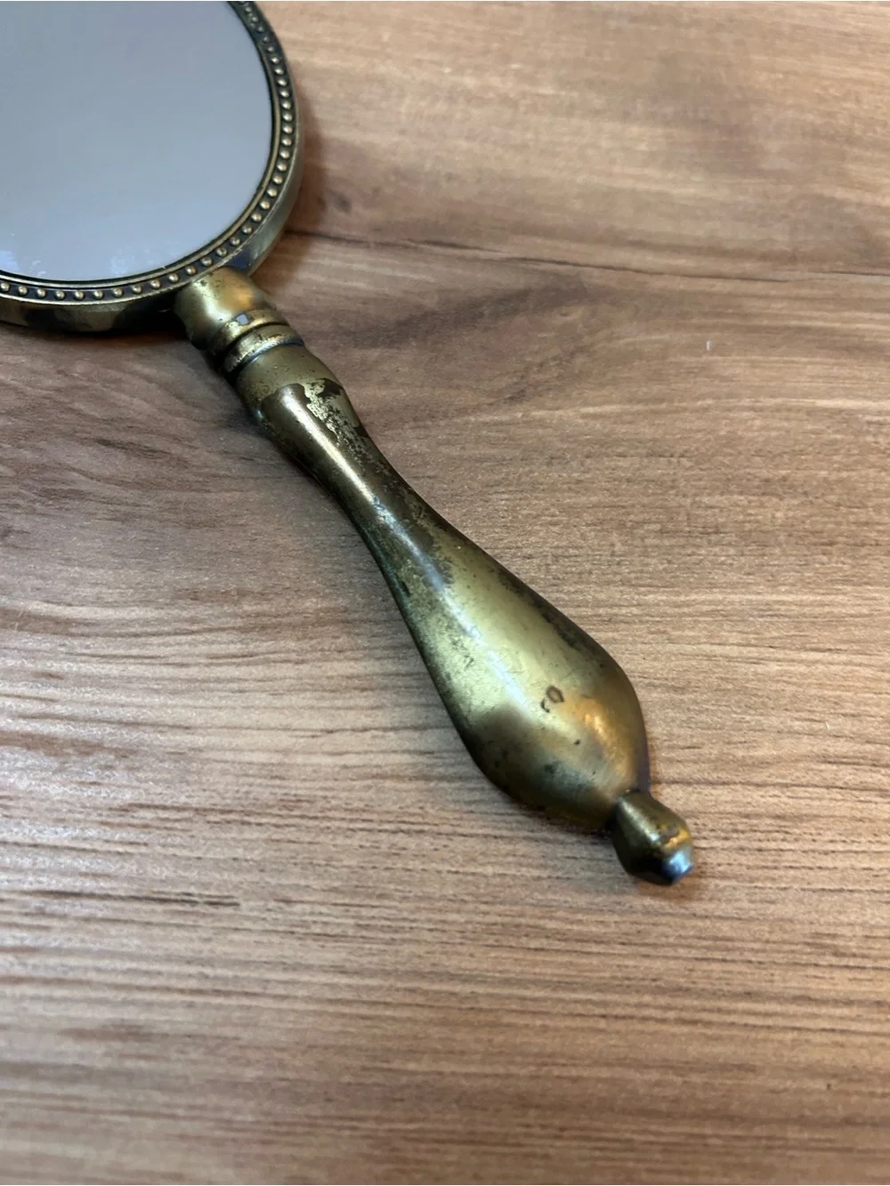 Vintage Brass Handheld Vanity Mirror - Gold Finish